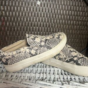 Steve Madden Snake Print Flats - Black and Cream